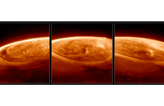 De Webb-ruimtetelescoop heeft verrassende details vastgelegd in het poollicht op de grootste planeet van ons zonnestelsel. © NASA, ESA, CSA, Jonathan Nichols (University of Leicester), Mahdi Zamani (ESA/Webb)