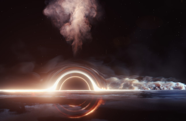 Illustratie van een tidal disruption event, waarbij een ster uiteen wordt gerukt door een superzwaar zwart gat. © DESY/Science Cimmunication Lab