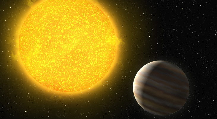 Artist impression van de exoplaneet die is ontdekt door drie Leidse studenten (c) ESO
