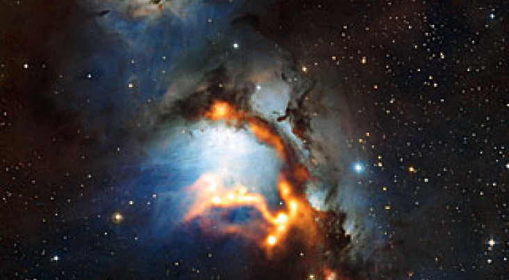 Reflectienevel Messier 78 (c) ESO/APEX (MPIfR/ESO/OSO)/T. Stanke et al./Igor Chekalin/Digitized Sky Survey 2