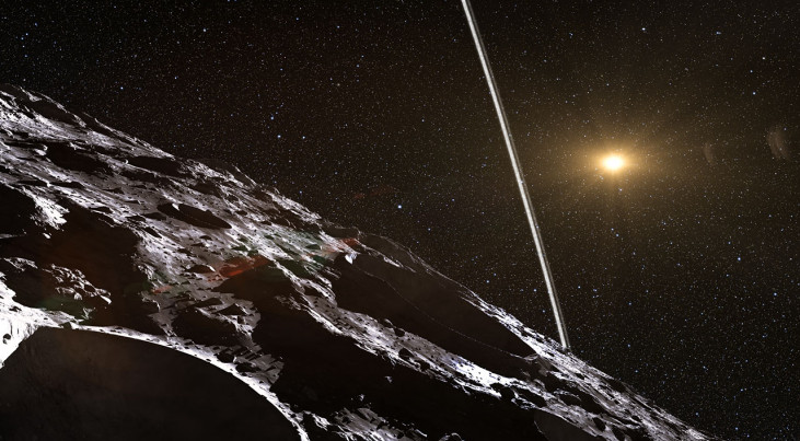 Artistieke impressie van de ringen rond de planetoïde Chariklo. Credit: ESO/L. Calçada/Nick Risinger