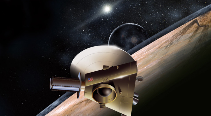 Artist impresson van New Horizons bij Pluto Copyright: NASA