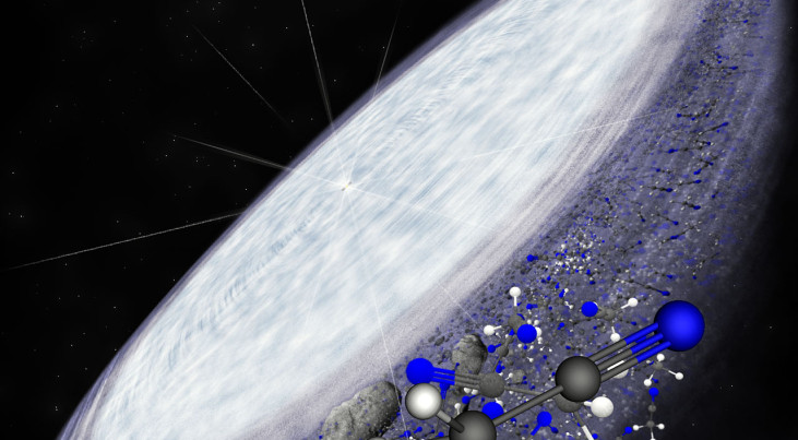 Artist’s impression van de protoplanetaire schijf rond de jonge ster MWC 480 Credit: B. Saxton (NRAO/AUI/NSF)