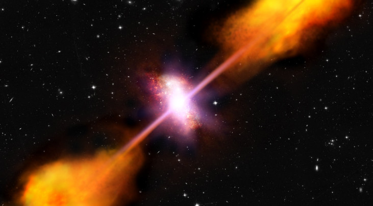 Een artist impression van een quasar. (c) ESA/C. Carreau