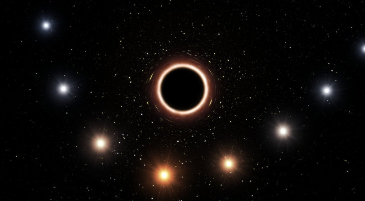 Deze artist’s impression toont het pad dat de ster S2 volgt terwijl deze het superzware zwarte gat in het centrum van de Melkweg op geringe afstand passeert. Als hij dicht bij het zwarte gat komt, zorgt diens zeer sterke zwaartekrachtveld ervoor dat de 