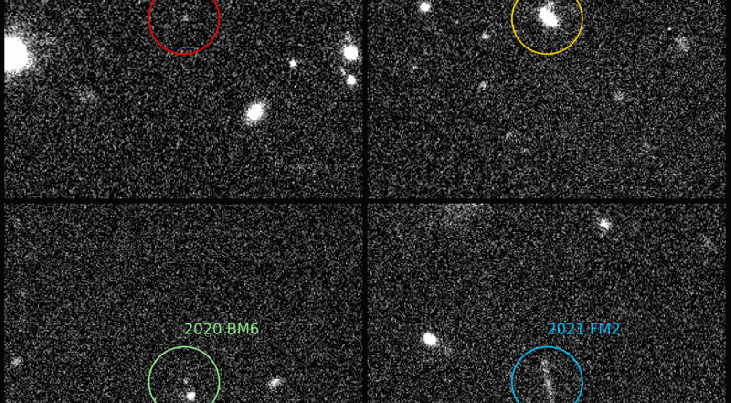 Beelden van vier aardscheerders gemaakt met de OmegaCAM op de VLT Survey Telescope. (klik voor bewegende gif). (c) Teymoor Saifollahi (RUG)/ESO/VST