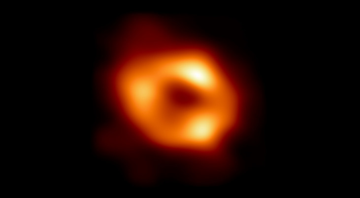 Eerste foto van Sgr A*, het superzware zwarte gat in het centrum van ons Melkwegstelsel. Credit: EHT Collaboration