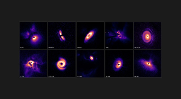 Tien van de meer dan tachtig jonge sterren waarbij planeet-vormende schijven zijn gevonden. (c) ESO/C. Ginski, A. Garufi, P.-G. Valegård et al.