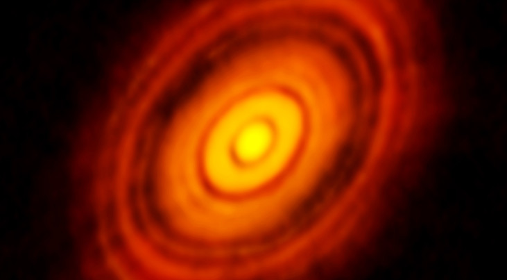 De protoplanetaire schijf rond de jonge ster HL Tauri (c) ALMA (ESO/NAOJ/NRAO)
