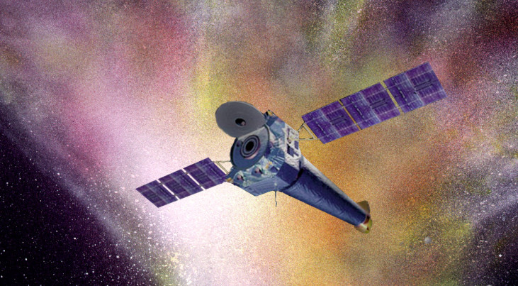 Artistieke weergave van de Chandra röntgensatelliet. (c) NASA/CXC/NGST Artistieke weergave van de Chandra röntgensatelliet. (c) NASA/CXC/NGST