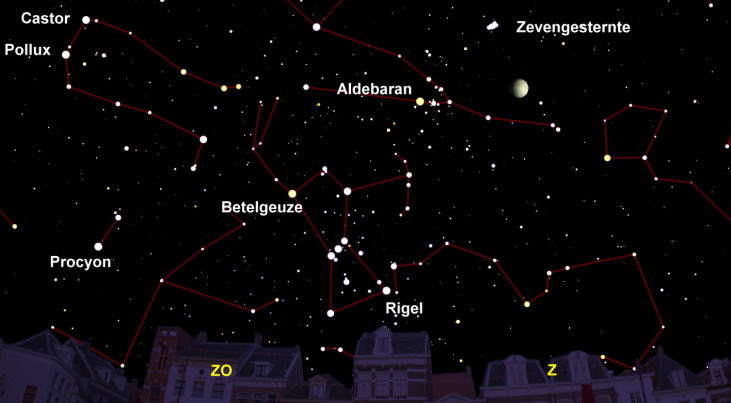 6 januari: maan-Aldebaran-Plejaden