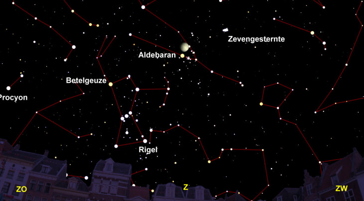 7 januari: maan dichtbij Aldebaran