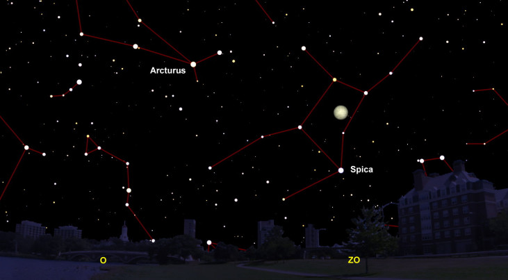 7 april: Spica onder maan