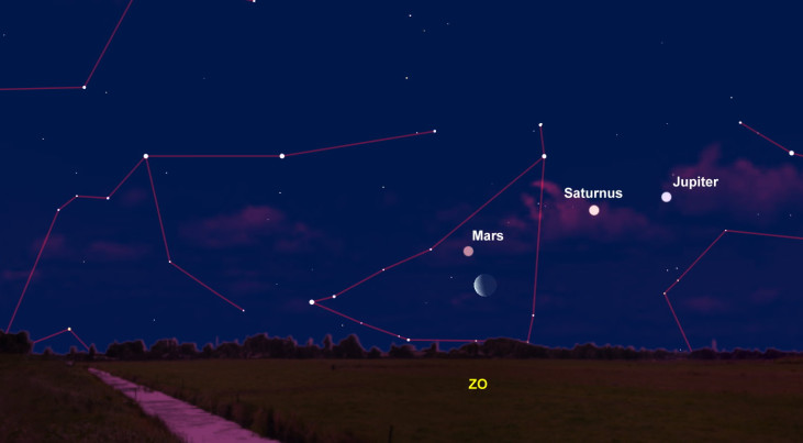 16 april: Mars boven maan