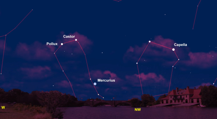 4 juni: Mercurius laag in noordwesten (avond)