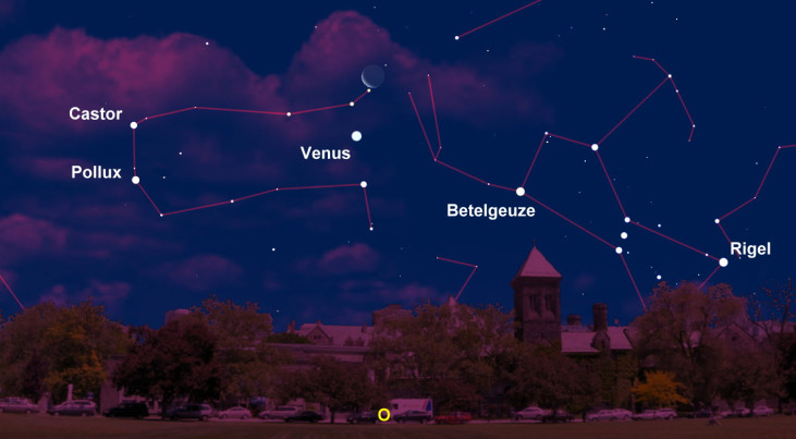15 augustus: maan en Venus op een lijn