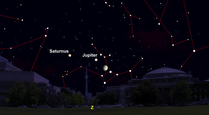 28 augustus: Jupiter en maan bij elkaar
