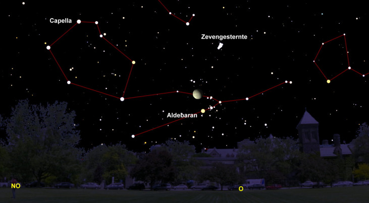 6 oktober: Aldebaran onder maan