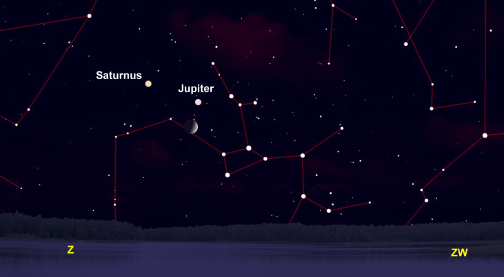 22 oktober: Jupiter boven maan