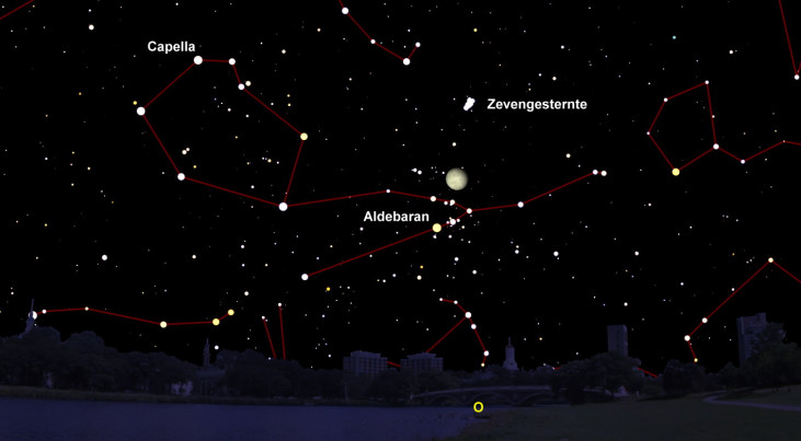 2 november: Aldebaran linksonder maan