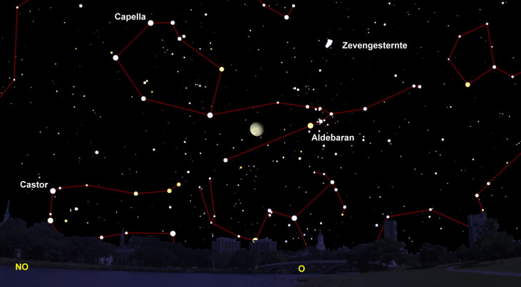 3 november: Aldebaran rechts van maan