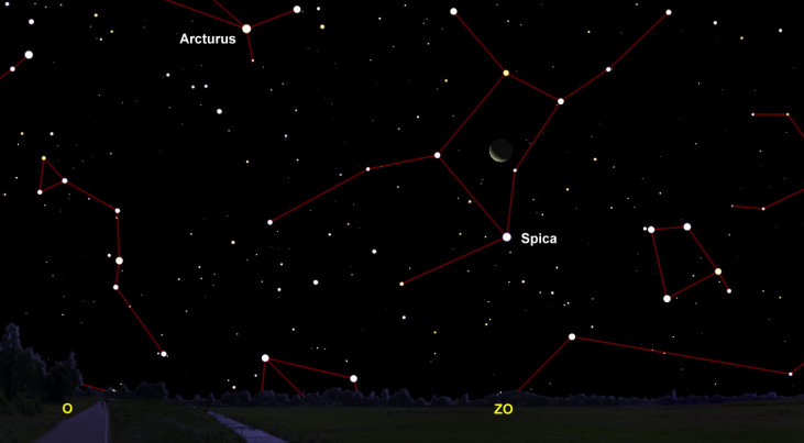 10 december: Spica onder maan (ochtend)