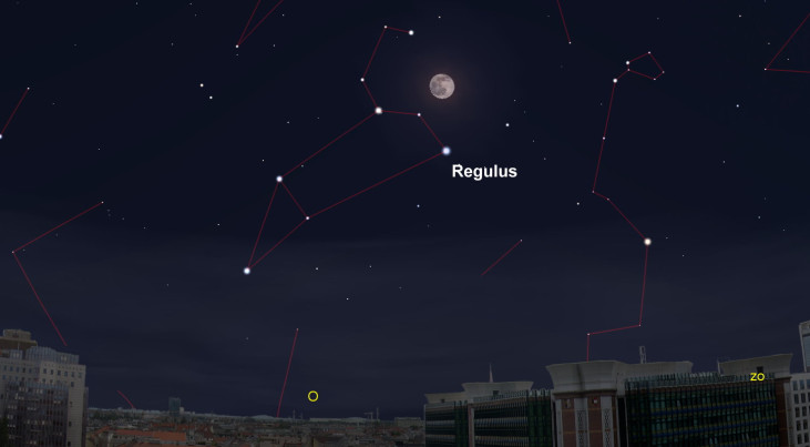 29 januari: Regulus (Leeuw) onder maan