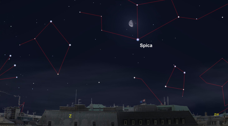 3 februari: Maan en Spica bij elkaar (ochtend)
