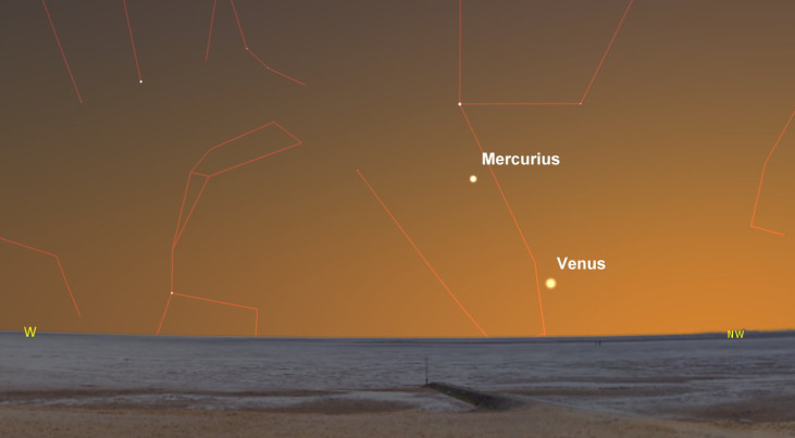 17 mei: Mercurius laag in het noordwesten (avond)