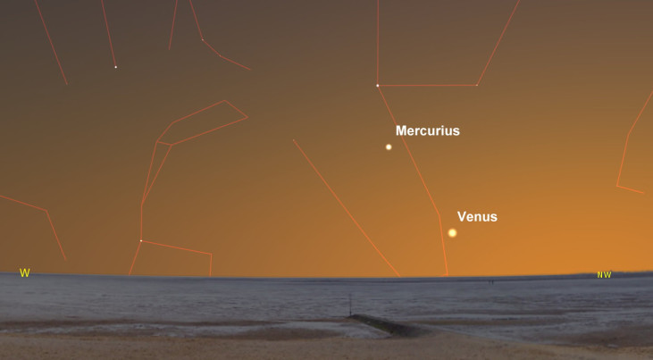 17 mei: Mercurius laag in het noordwesten (avond)