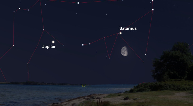 31 mei: Saturnus boven maan (ochtend)