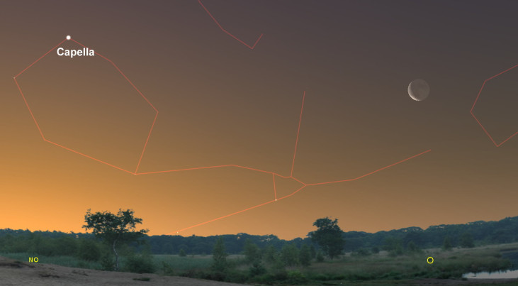 5 juli: Maan aan oostelijke hemel (ochtend)