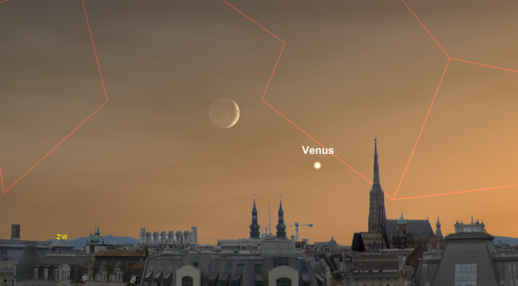 10 september: Venus rechtsonder maansikkel (avond)