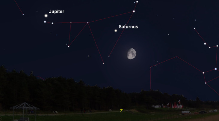 16 september: Saturnus linksboven maan (avond)