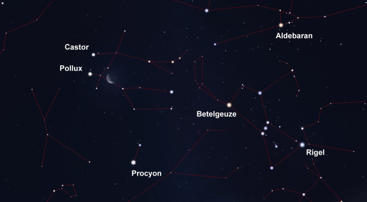 30 september: Castor en Pollux links van maan (ochtend)