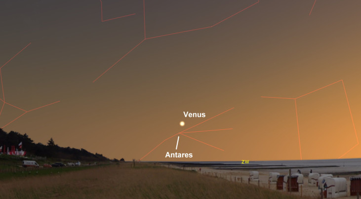 16 oktober: Venus laag in zuidwesten (zonsondergang)