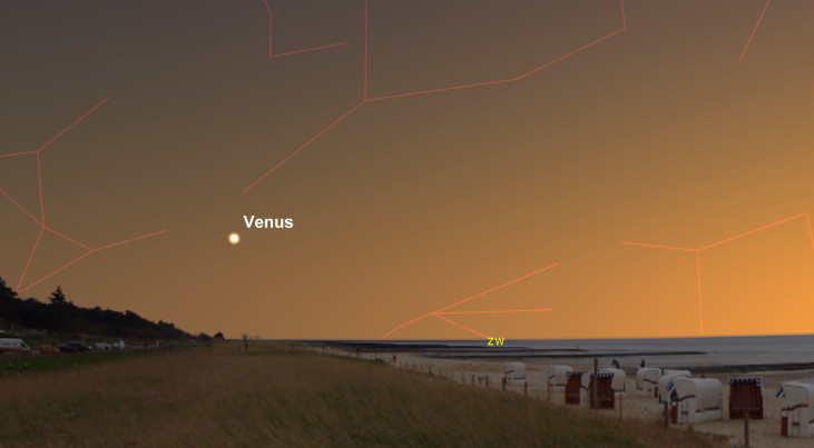 29 oktober: Venus als heldere 'avondster' in zuidwesten