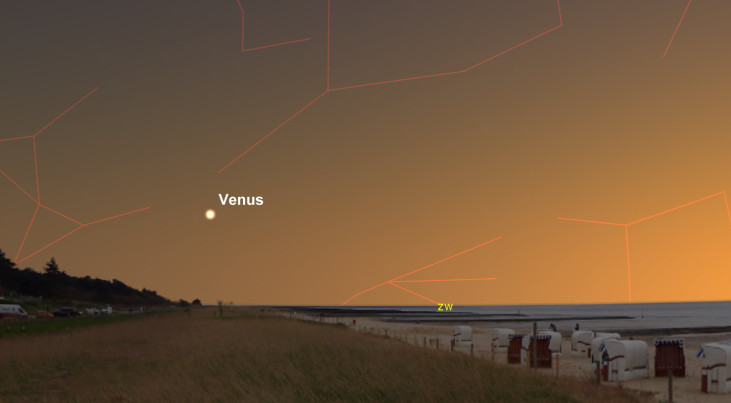 29 oktober: Venus als heldere 'avondster' in zuidwesten