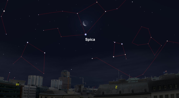 28 december: Spica (Maagd) onder maan (ochtend)