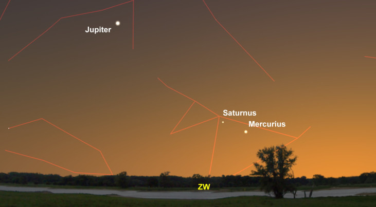 12 januari: Mercurius dicht bij Saturnus