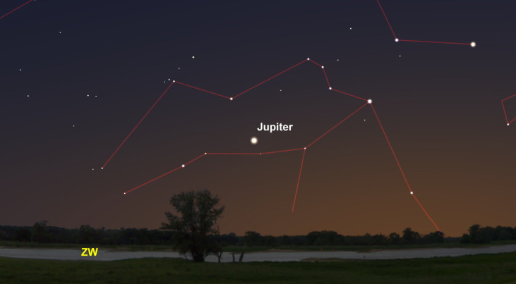 31 januari: Jupiter nog net zichtbaar in westen