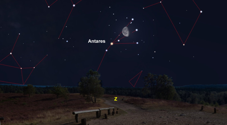23 maart: Maan bij Antares (Schorpioen)