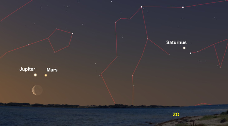 25 mei: Jupiter boven maan