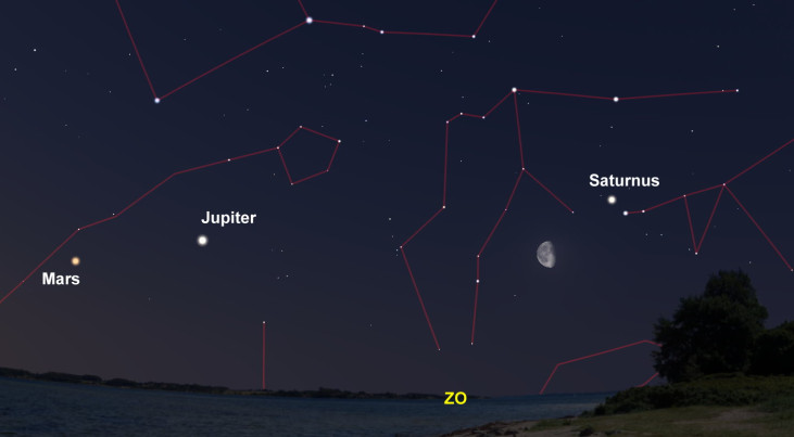 19 juni: Saturnus rechtsboven maan