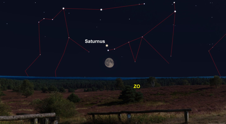 15 juli: Saturnus boven maan