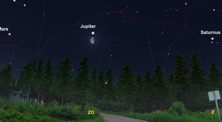 19 juli: Jupiter boven maan
