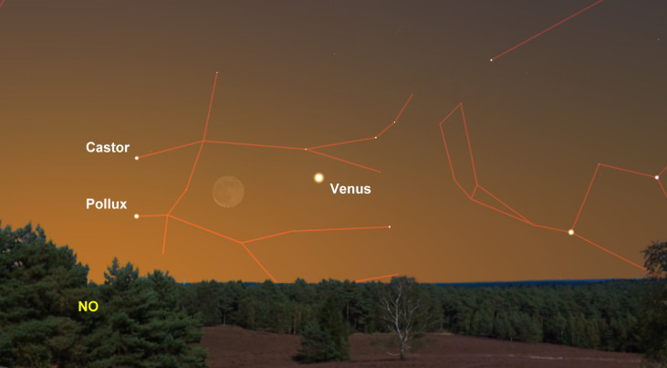 27 juli: Venus rechts van maansikkel