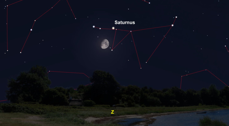 5 oktober: Saturnus rechtsboven maan