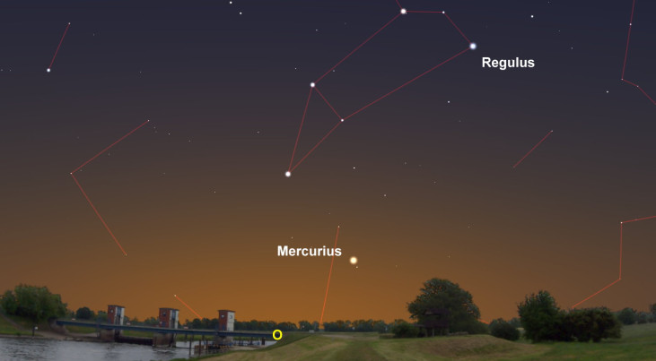 8 oktober: Ochtend: Mercurius laag in oosten