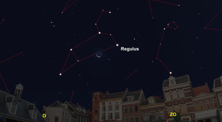 21 oktober: Regulus (Leeuw) boven maan